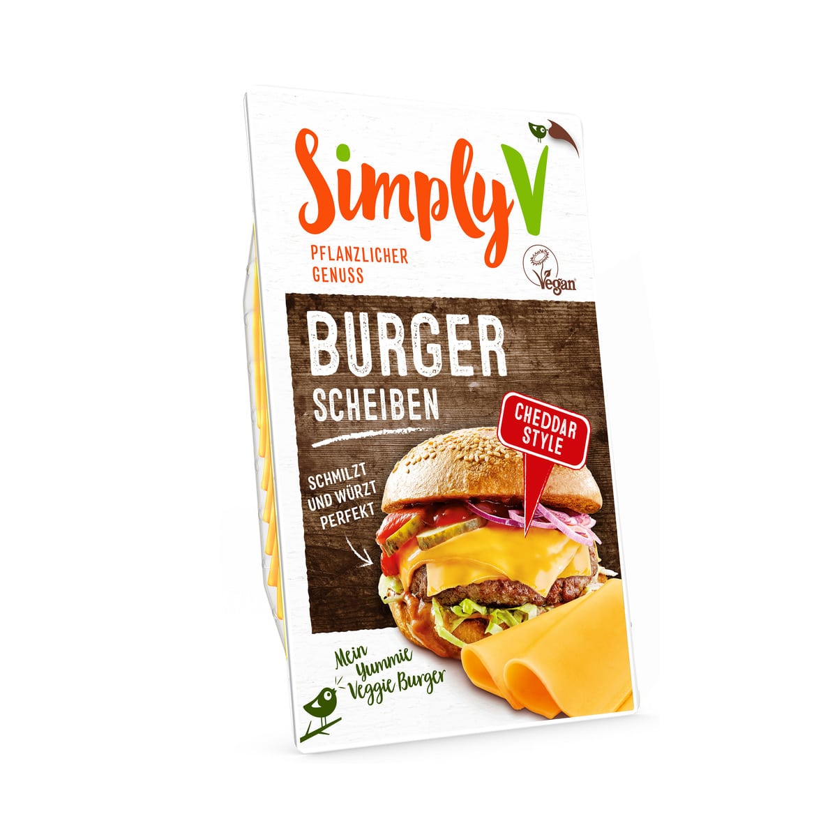 Simply V Vegane Burgerscheiben im Cheddar Style 150g